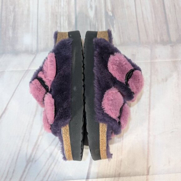 Papillio Purple Pink Faux Shearling Arizona Platform Sandals - Size 40 - Picture 2 of 8